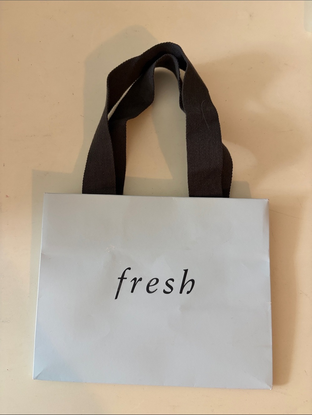 Brand New Fresh Pale Blue Shopping Bag with Thick Black Ribbon Handles